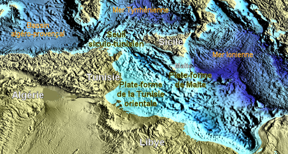 Mer Méditerranée : seuil siculo-tunisien.