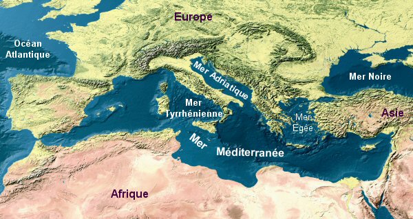 Carte de la Méditerranée.