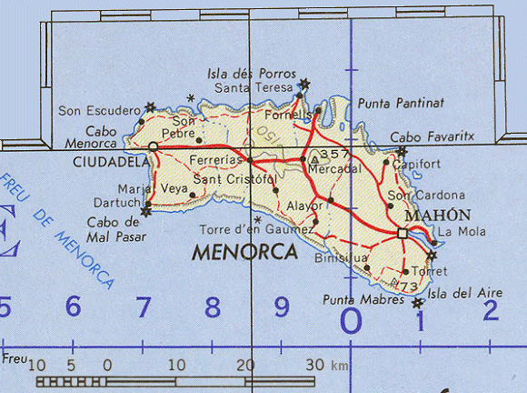 Carte de Minorque.