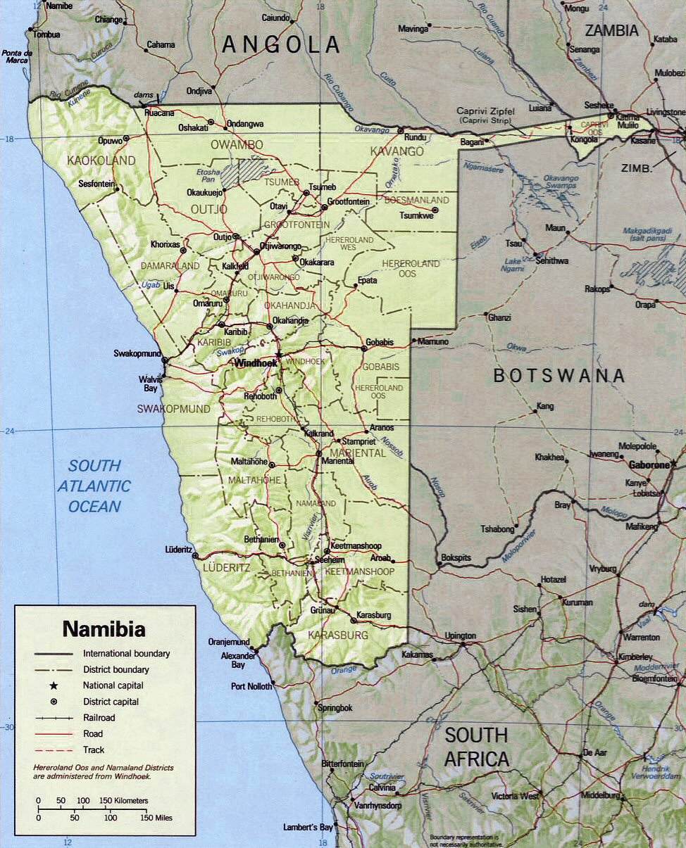 Carte de la Namibie (topographie).