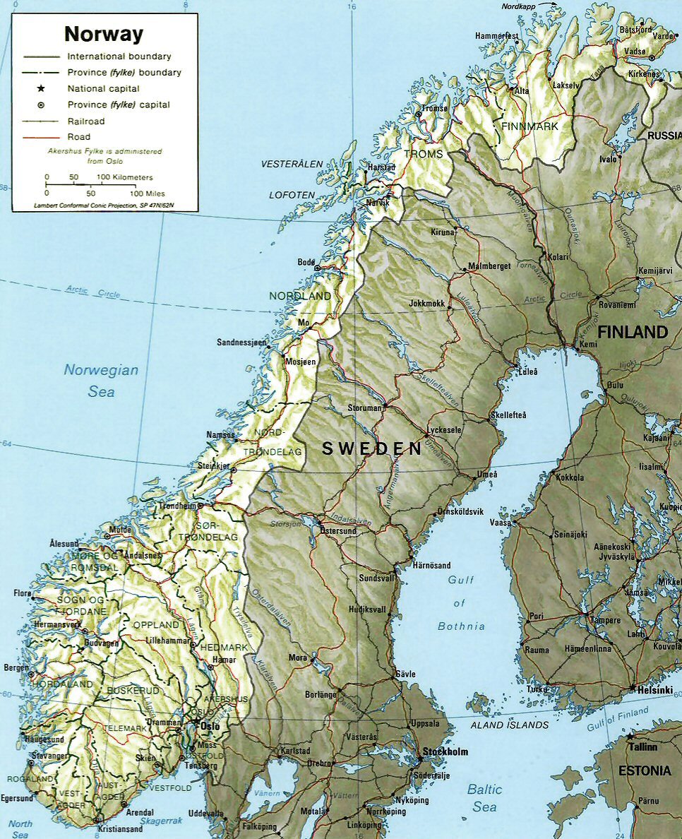 Carte de la Norvge (gographie).