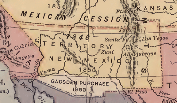 Carte du Nouveau-Mexique en 1854.