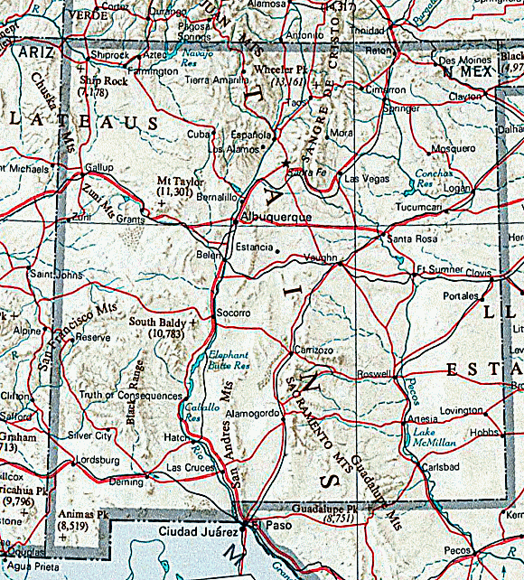 Carte du Nouveau-Mexique.