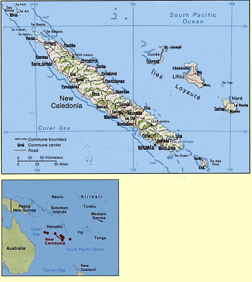 Carte de la Nouvelle-Caldonie.