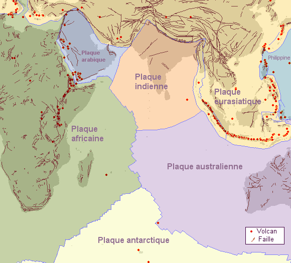 Océan Indien : plaques tectoniques.