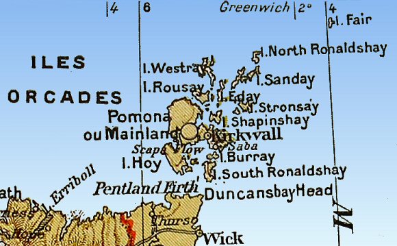 Carte des îles Orcades.