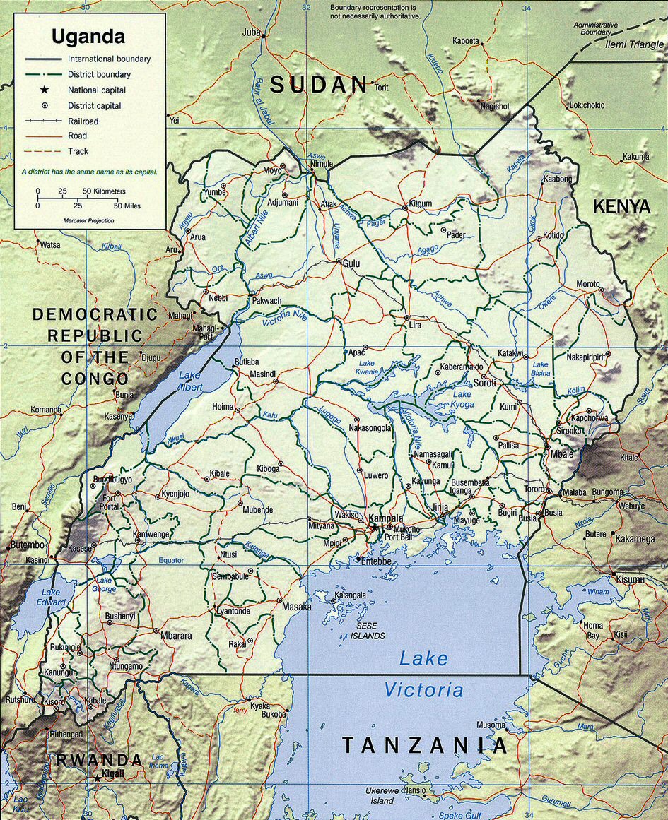 Carte de l'Ouganda (topographie).