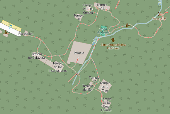 Palenque : plan du site archéologique (ruines mayas).