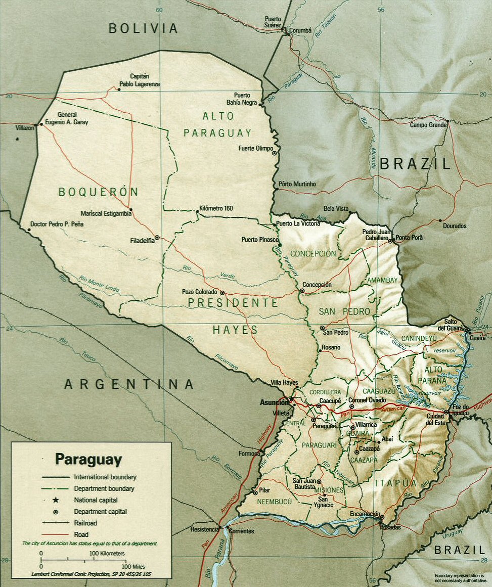 Carte du Paraguay.