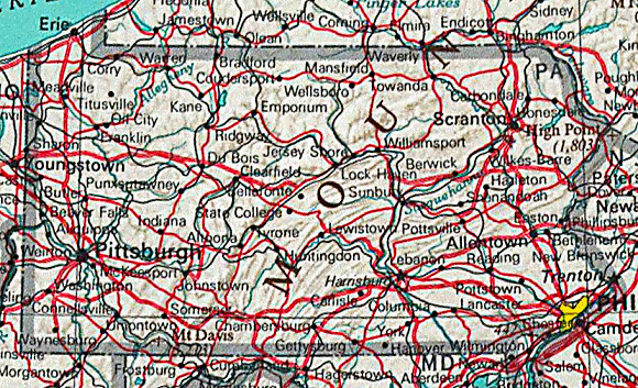Carte de la Pennsylvanie.