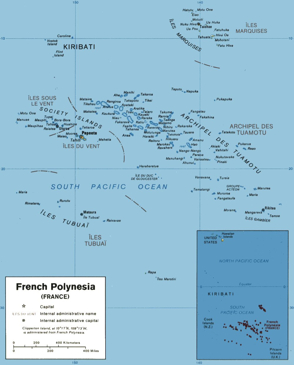 Carte de la Polynsie Franaise.