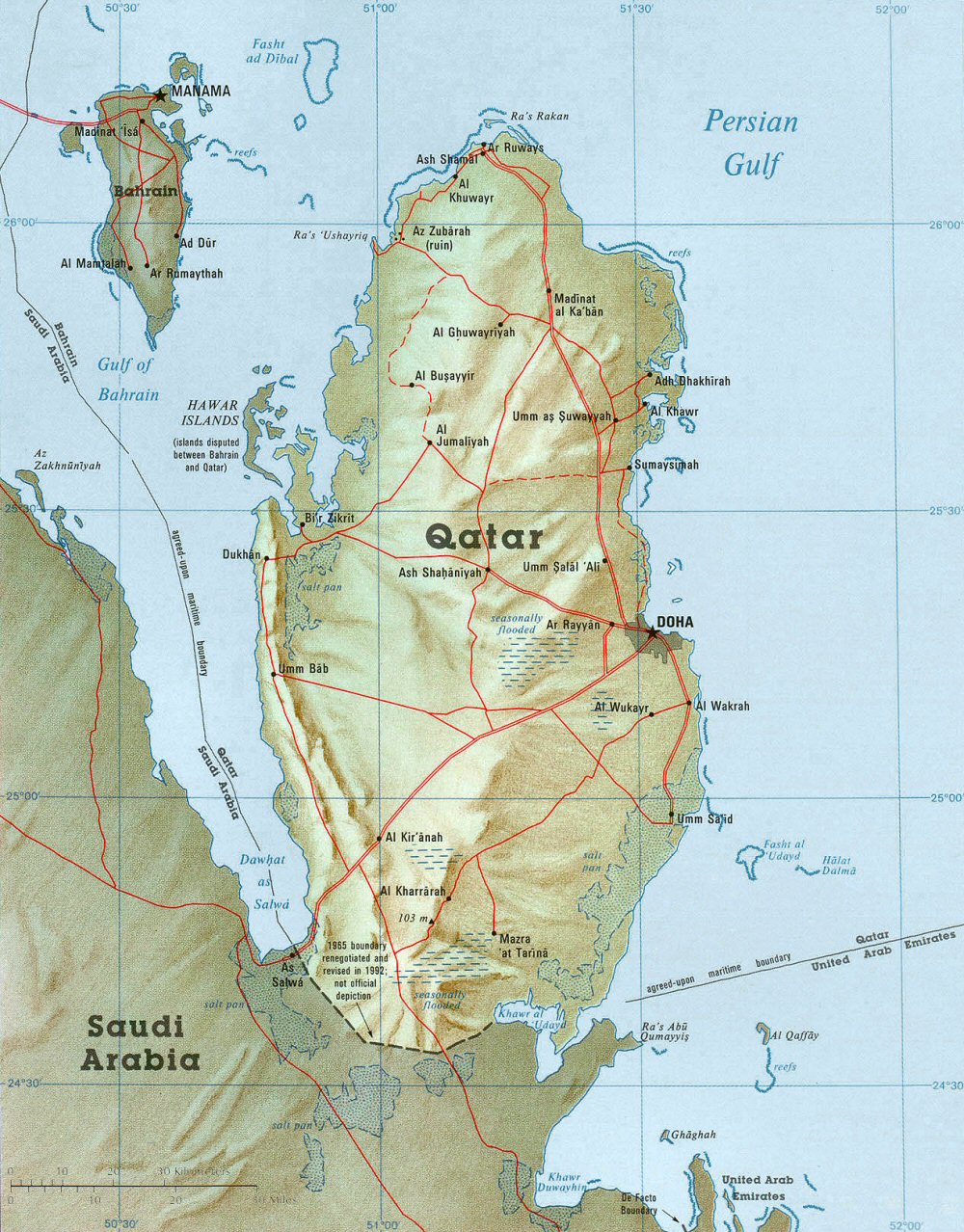 Carte du Qatar.