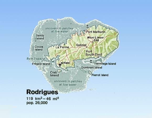 Carte de l'île Rodrigues.