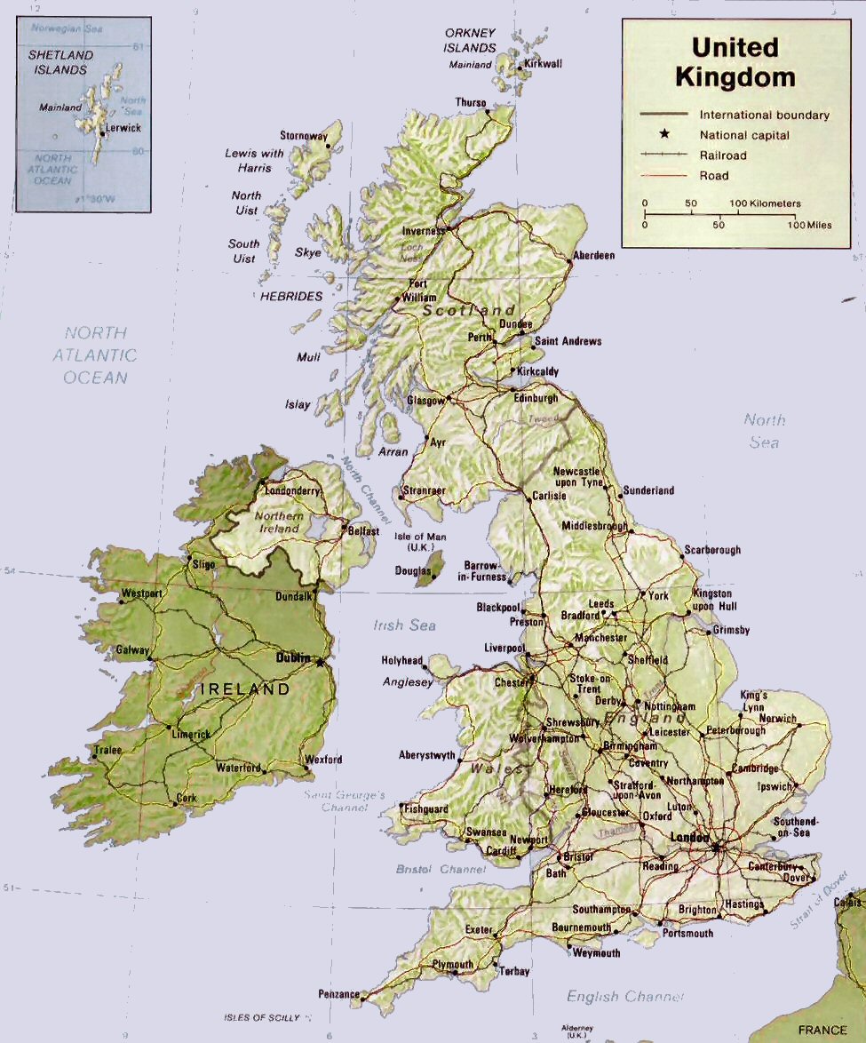 Carte du Royaume-Uni (topographie).