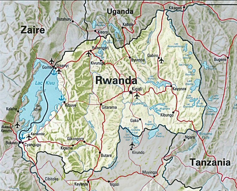 Carte du Rwanda.