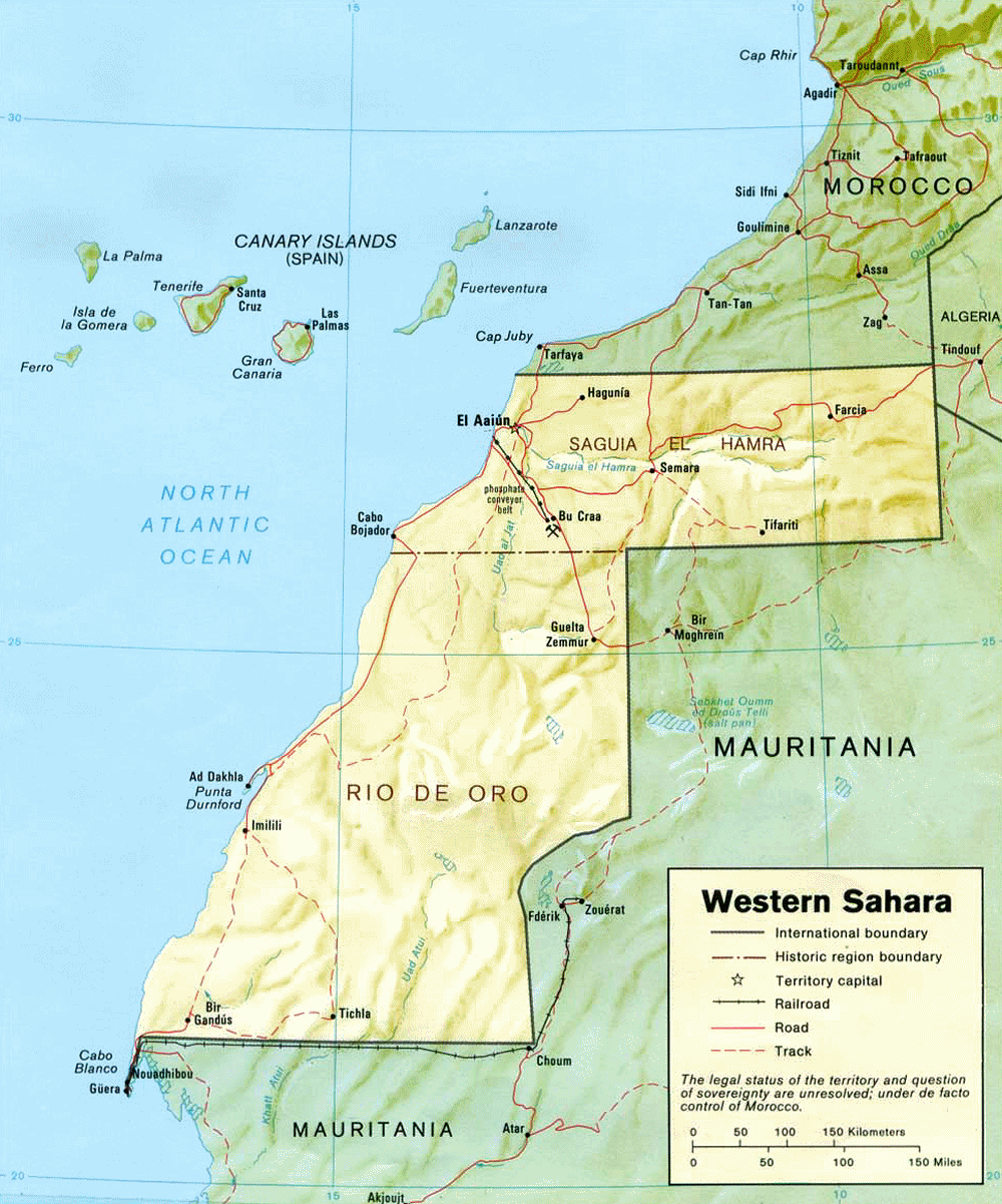 Carte du Sahara Occidental.