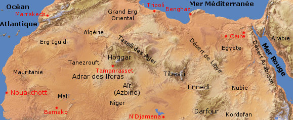 Carte du Sahara.