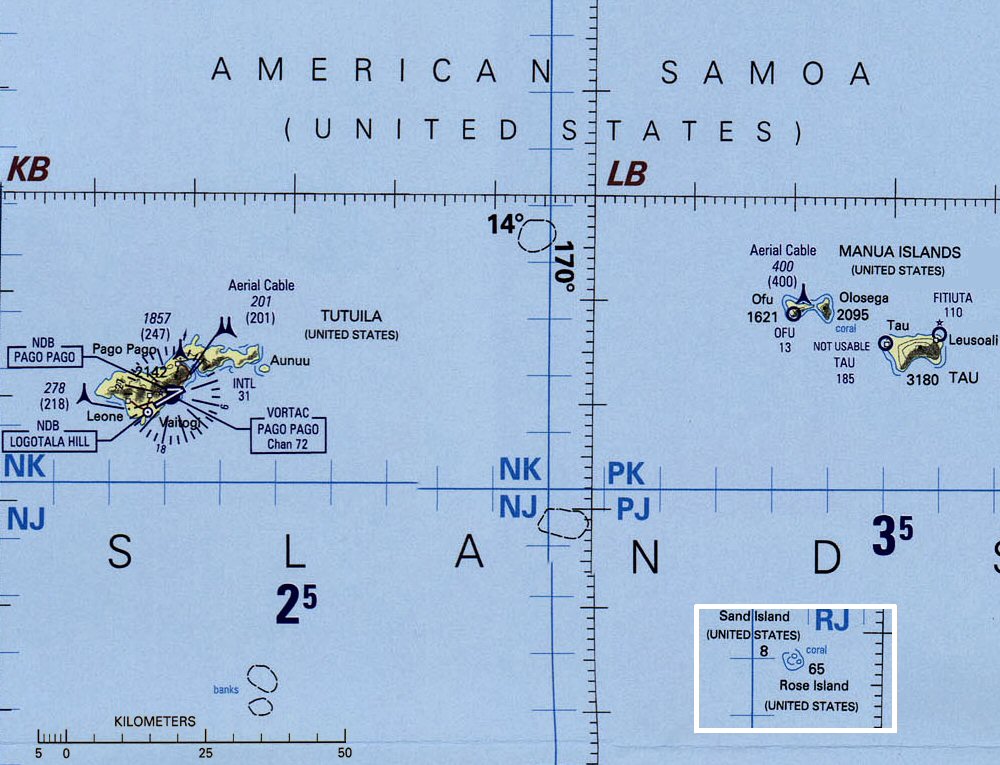 Carte des Samoa Amricaines.