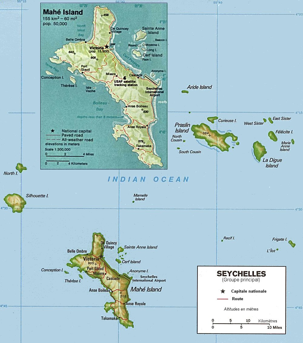 Carte des Seychelles : le groupe principal.