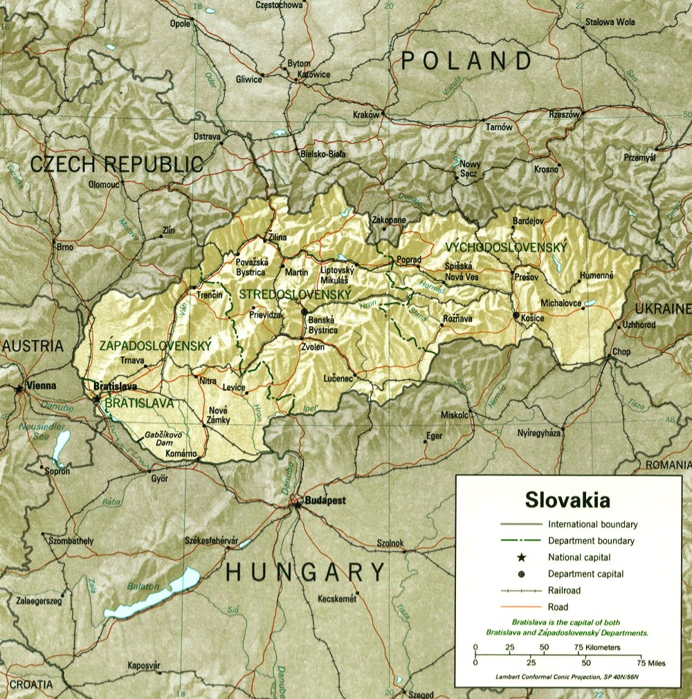 Carte de la Slovaquie.