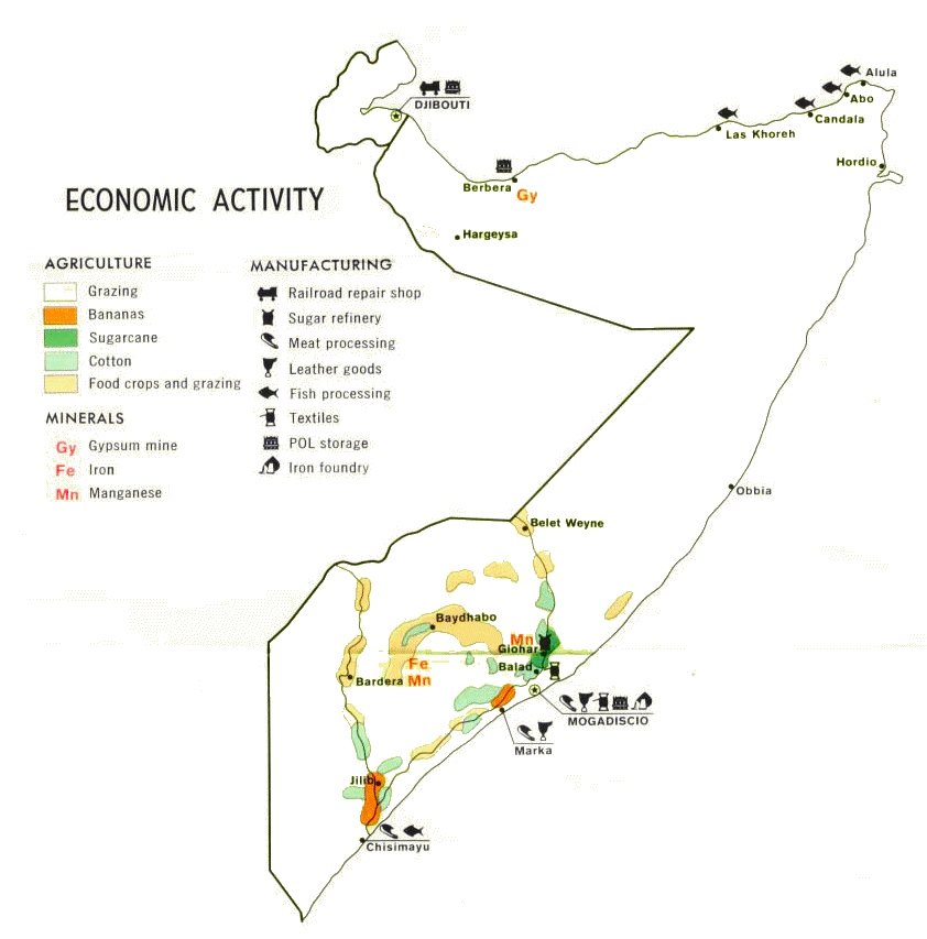 Carte de la Somalie (économie).