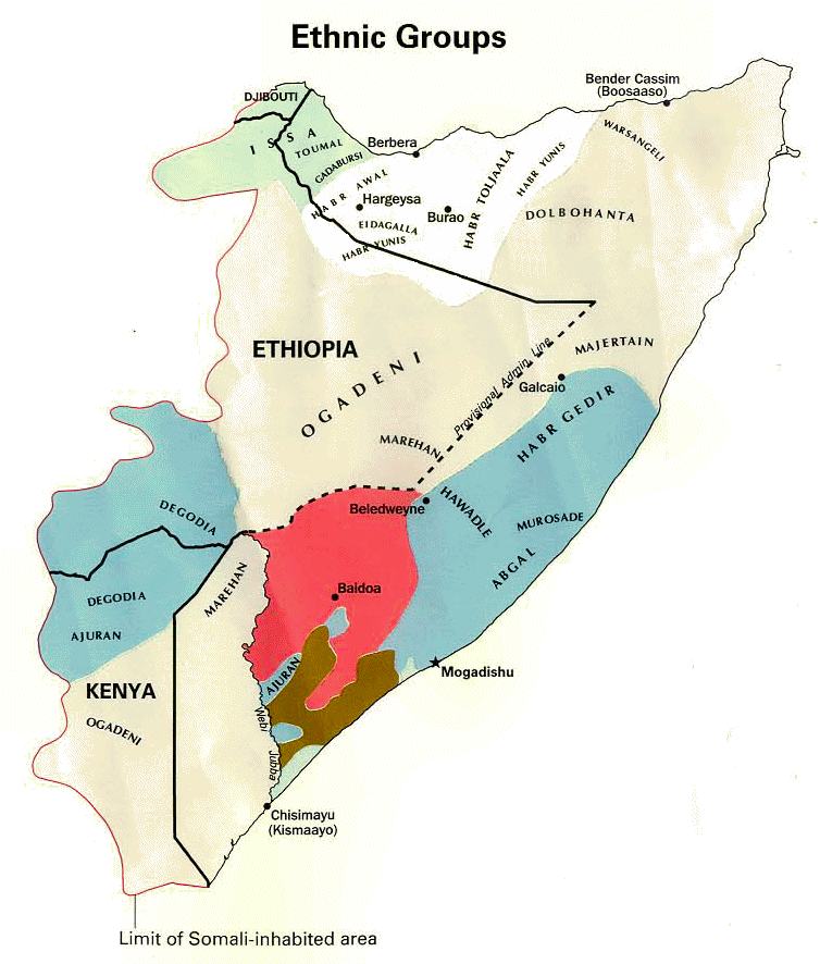Carte de la Somalie (ethnographie).