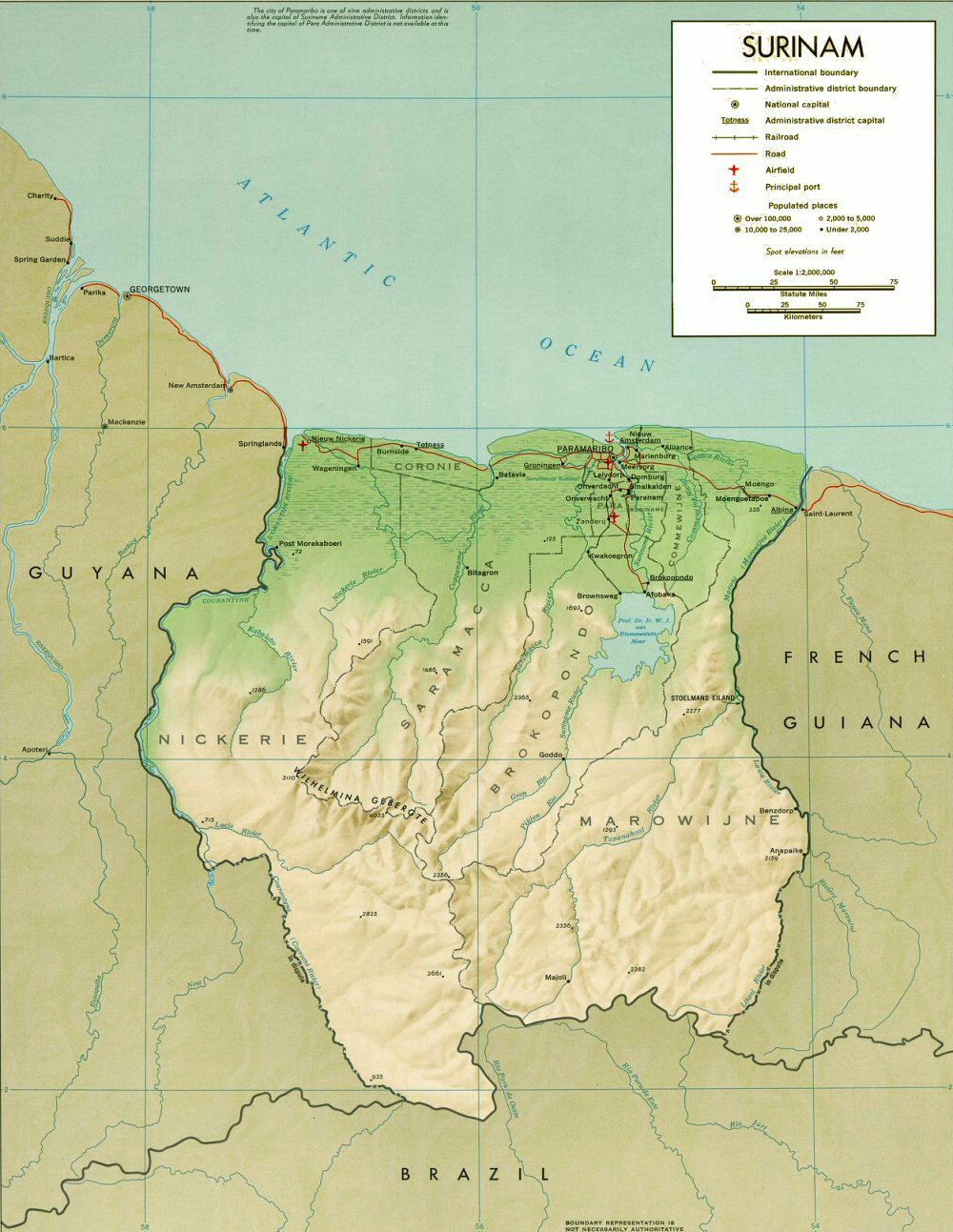 Carte du Surinam.