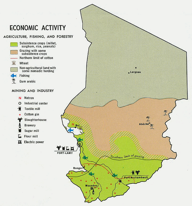 Carte du Tchad : l'économie.