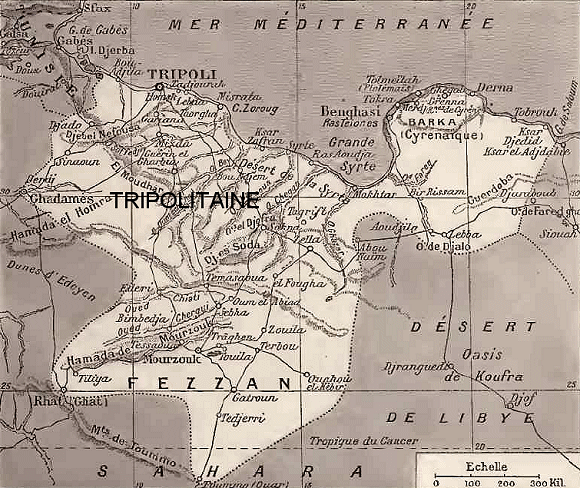 Carte de la Libye au début du XXe siècle.