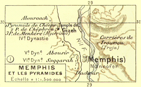 Carte de Memphis et des Pyramides.