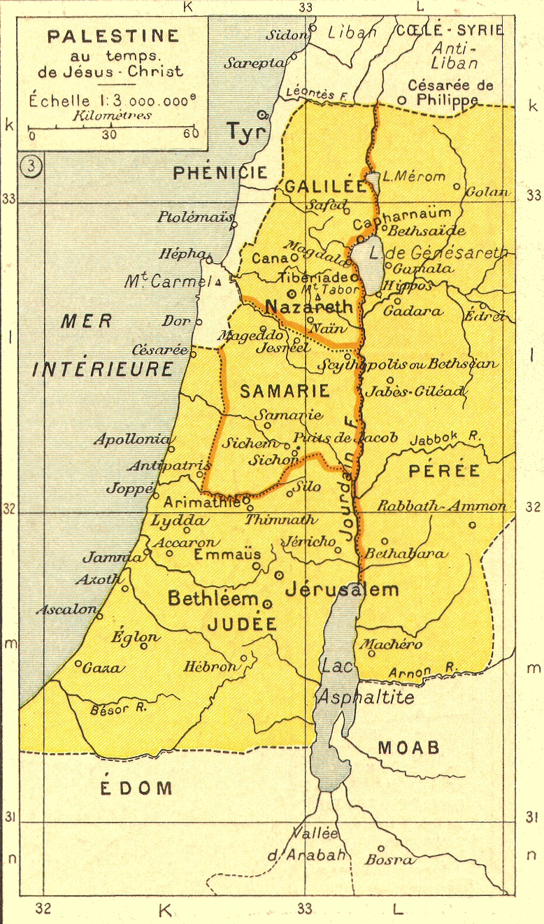 Carte de la Palestine au temps de Jsus.