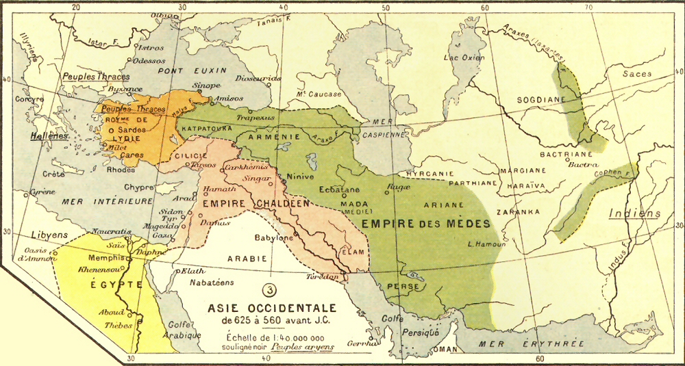 Carte de l'Asie occidentale (VIIe / VIe sicles av. J.-C).