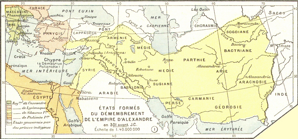 Carte des Etats forms du dmembrement de l'Empire d'Alexandre.