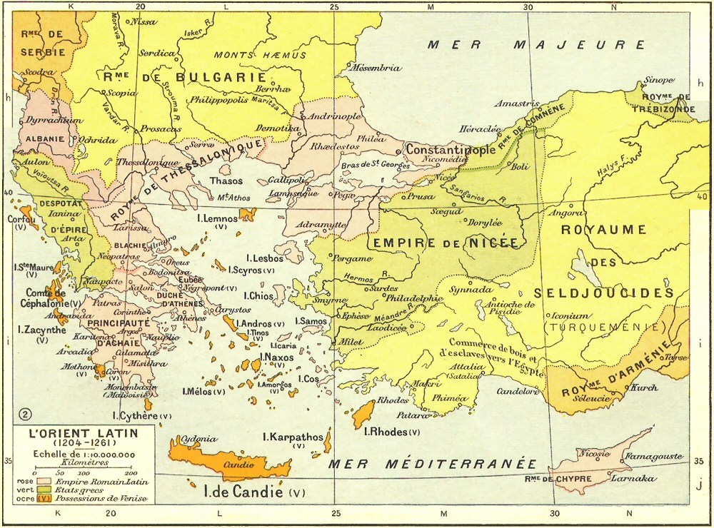 Carte de l'Orient latin.