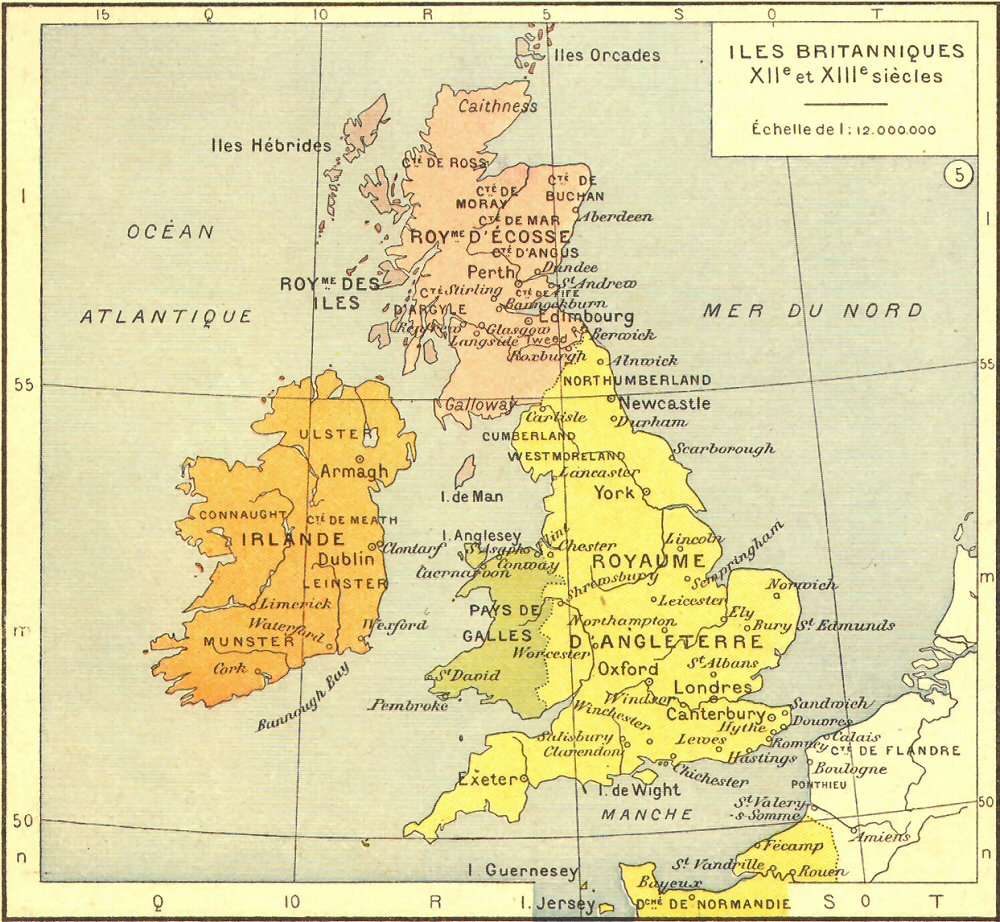 Carte des Iles Britanniques (XIIe et XIIIe sicles).