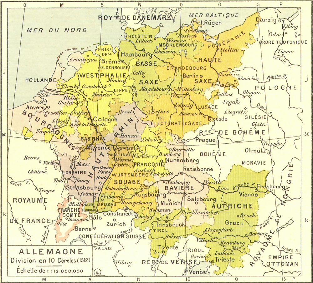 Carte de l'Allemagne en 1512.