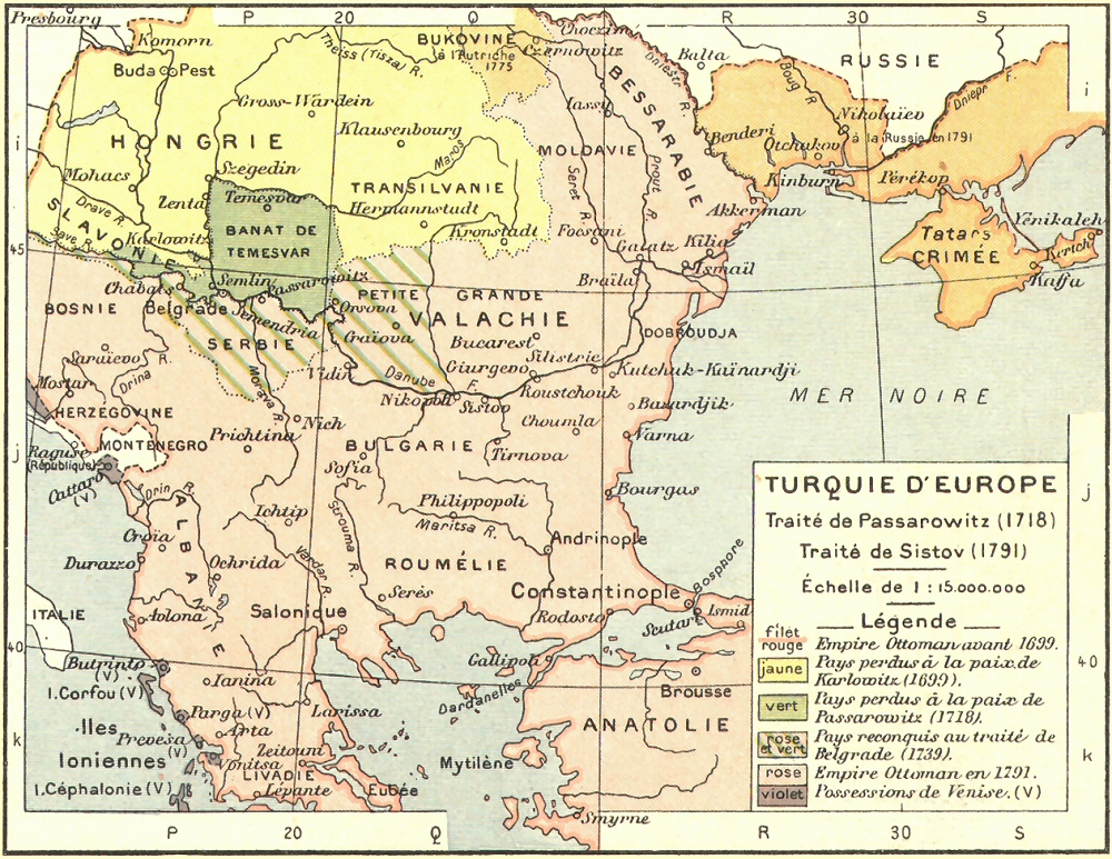 Carte de la Turquie d'Europe au XVIIIe sicle.