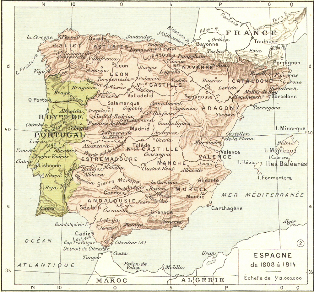 Carte de l'Espagne (1808 - 1814).
