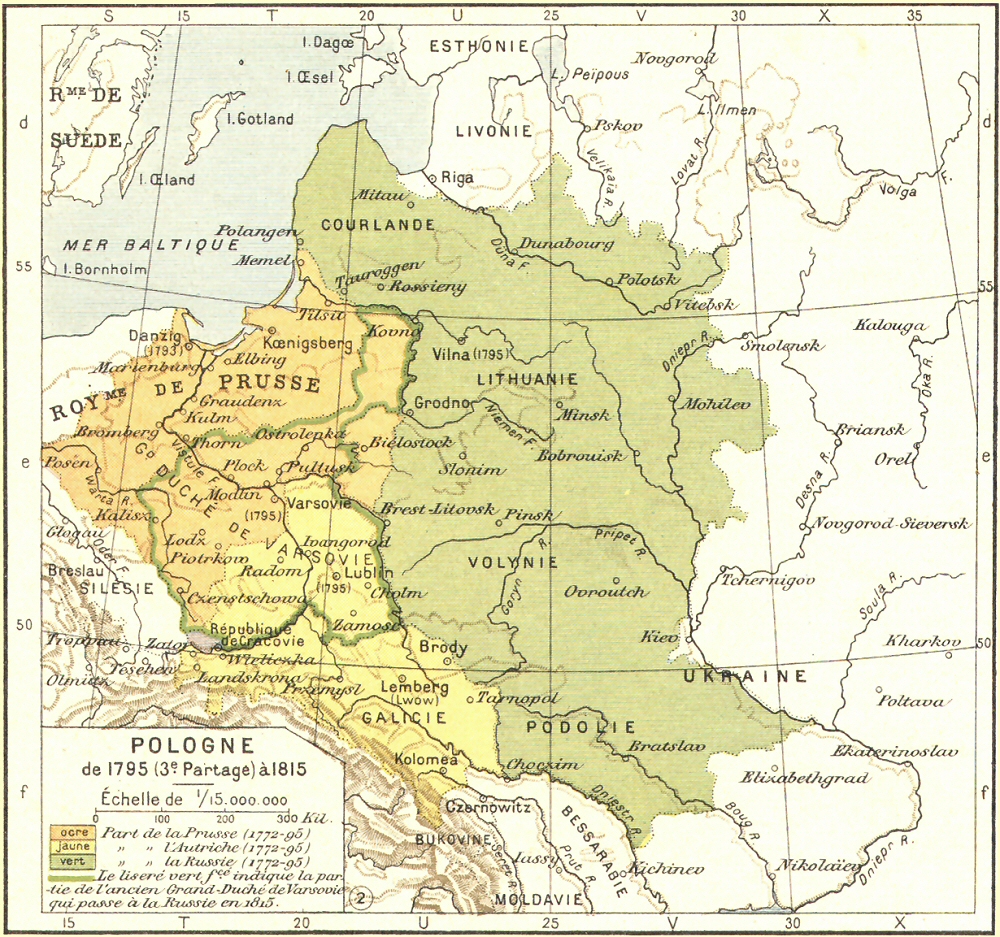 Carte de la Pologne de 1795  1815.