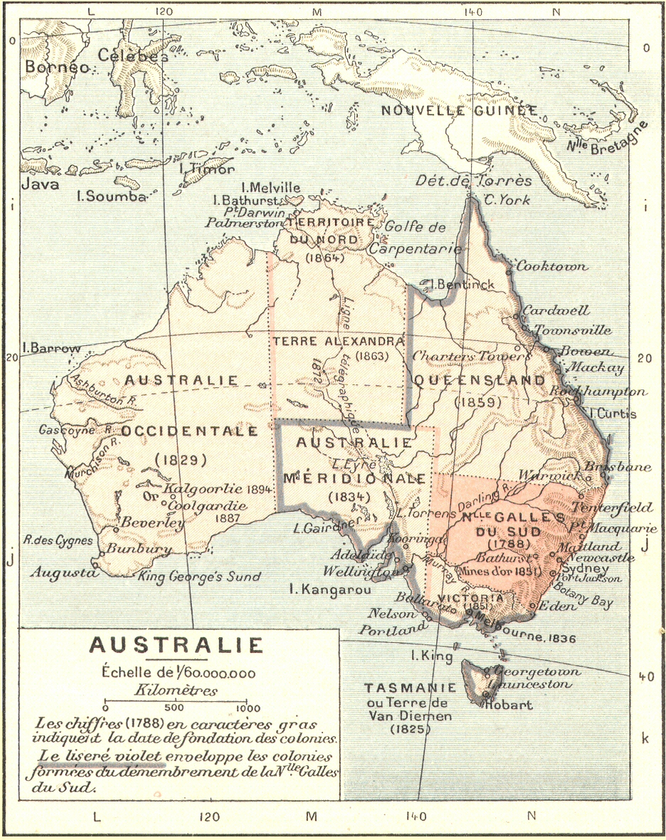 Carte de l'Australie.