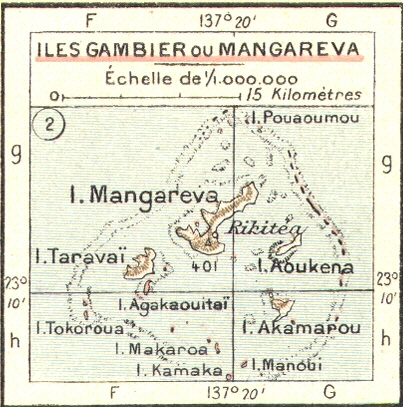 Carte des Iles Gambier ou Mangareva.