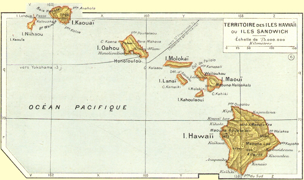 Carte des Iles Hawaii.