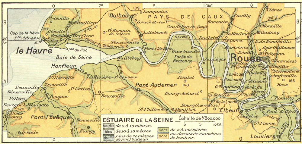 Carte de l'estuaire de la Seine.
