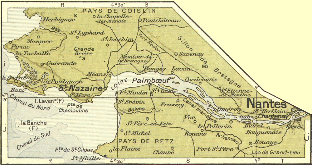 Carte de l'estuaire de la Loire.