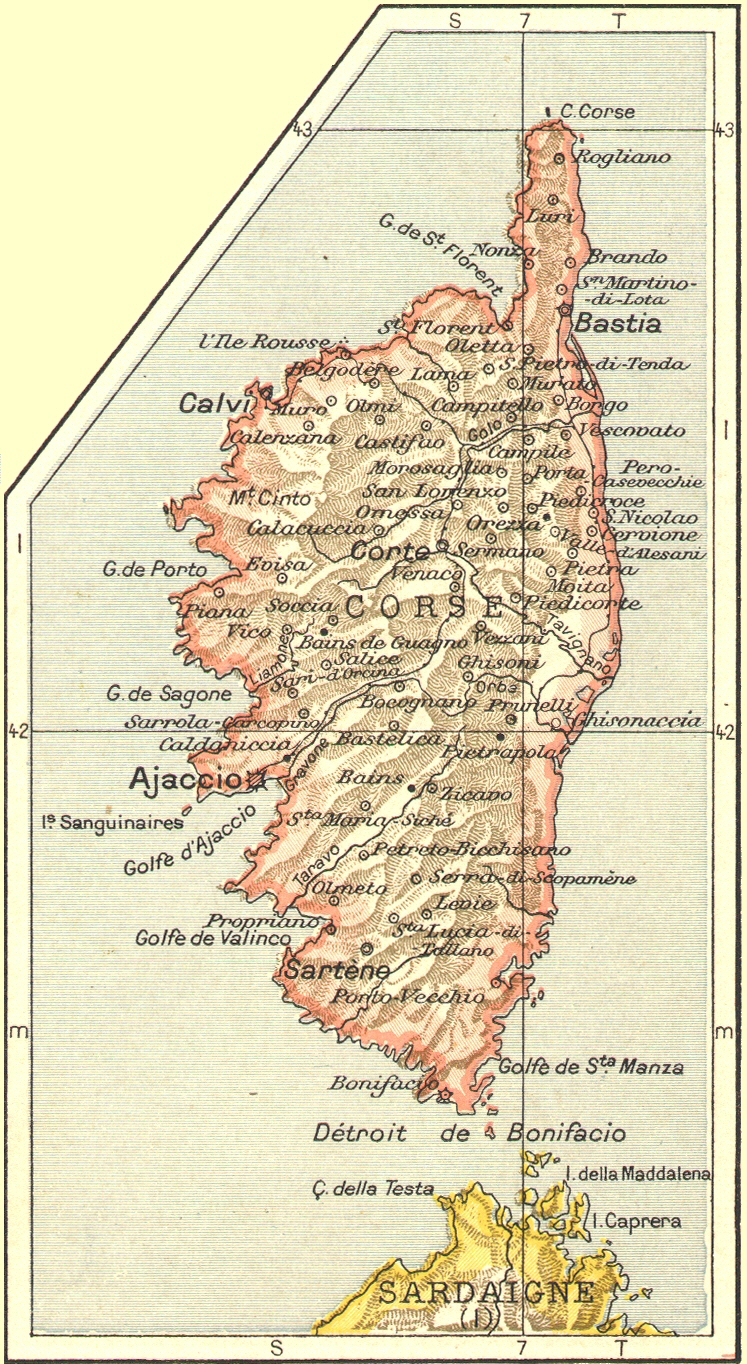 Carte de la Corse.