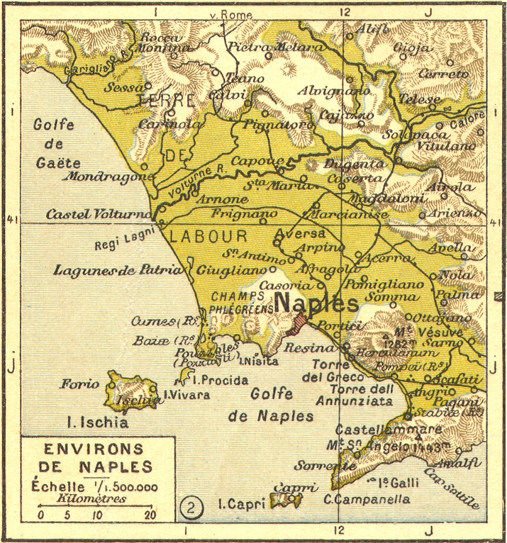 Carte des environs de Naples.