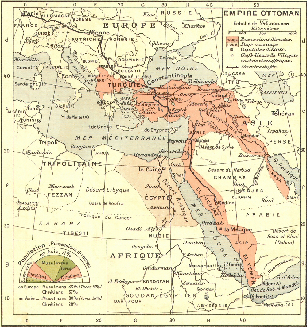Carte de l'Empire Ottoman.