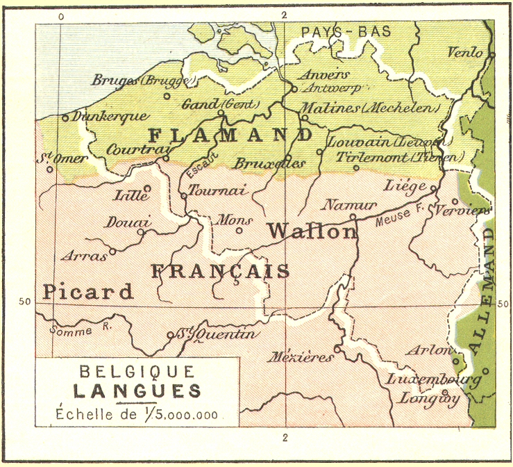 Carte des langues de la Belgique.