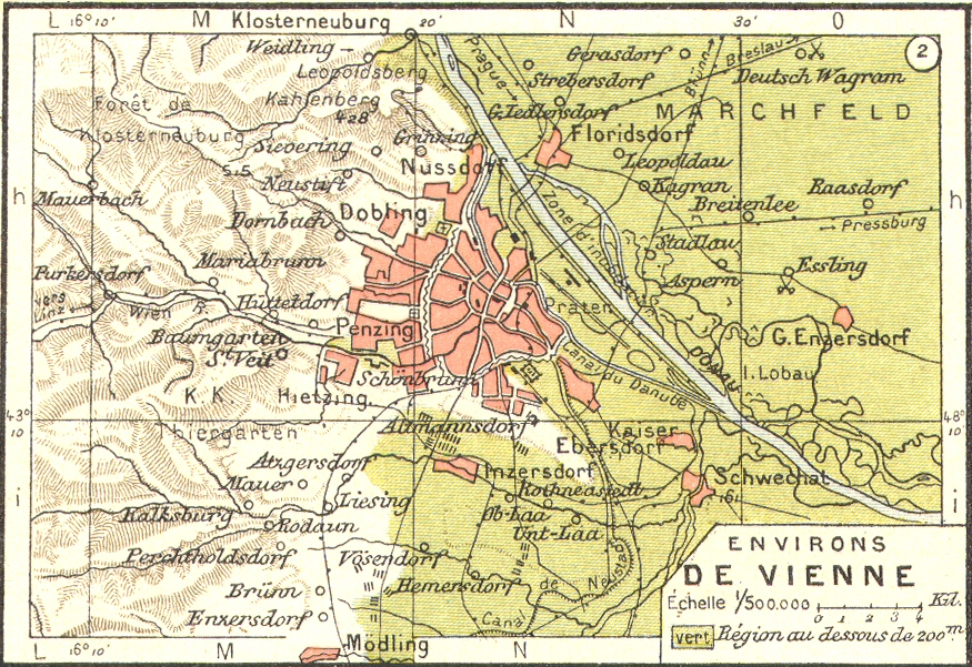 Carte des environs de Vienne.