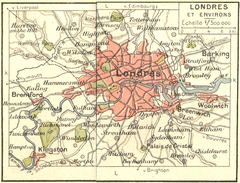 Carte de Londres et de ses environs.